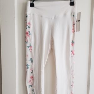 VS Pink Fleece Lined Floral Design Yoga Pant